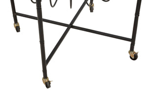 Tavolino Basso 70,5x65x57 cm con Ruote in Metallo Piano in Vetro