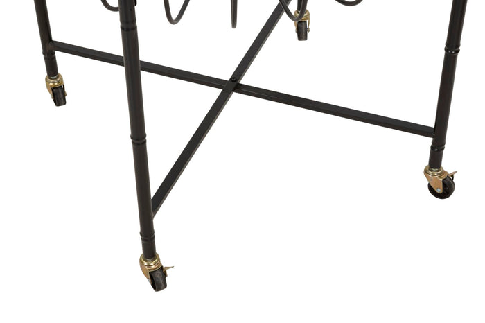 Tavolino Basso 70,5x65x57 cm con Ruote in Metallo Piano in Vetro