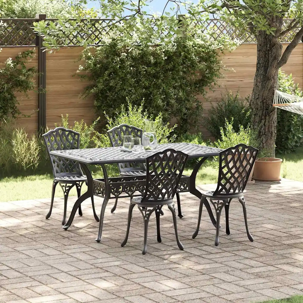 Set da Pranzo per Giardino 5 pcs Nero Alluminio 3334669