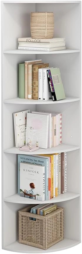 Libreria Fabienne, Bianco, 40 x 180 cm con 5 scomparti, adatto al montaggio a parete per una configurazione flessibile degli spazi