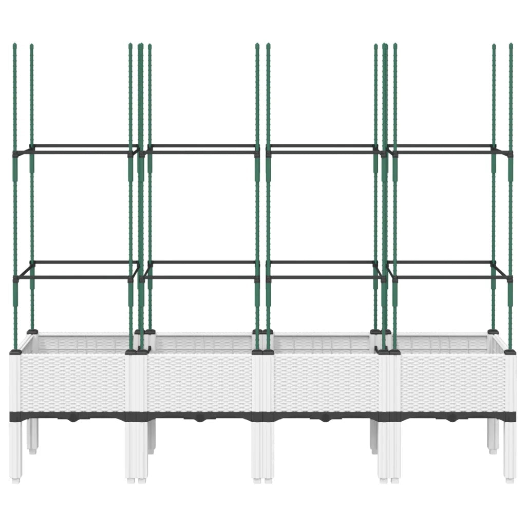Fioriera | Cassetta per fiori | Vaso da Giardino con Graticcio Bianco 160x40x142,5 cm PP