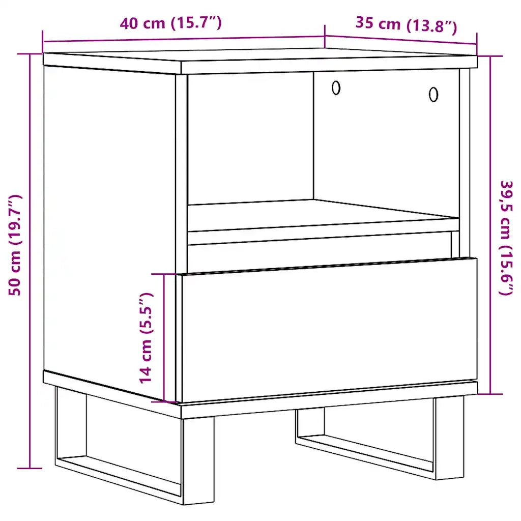 Comodino Rovere Artigianale 40x35x50 cm in Legno Multistrato 857378