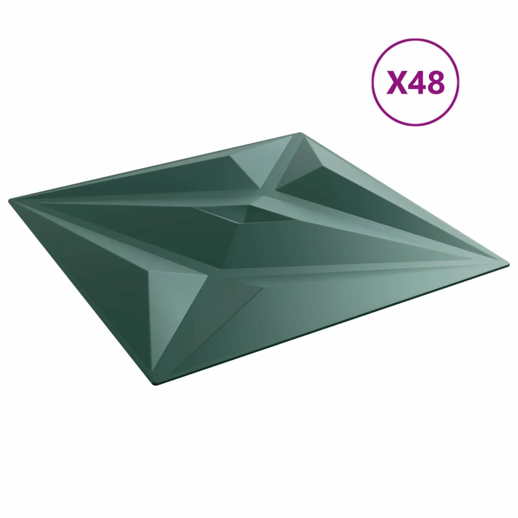 Pannelli da parete 48 pz 50 x 50 cm Verde Stella Schiuma XPS 42046080