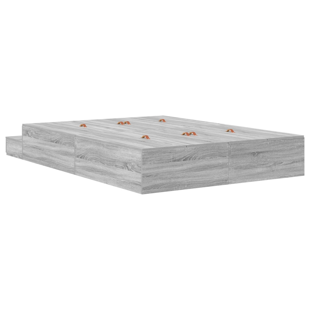 Struttura Letto con Contenitore Grigio Sonoma 135x190 cm