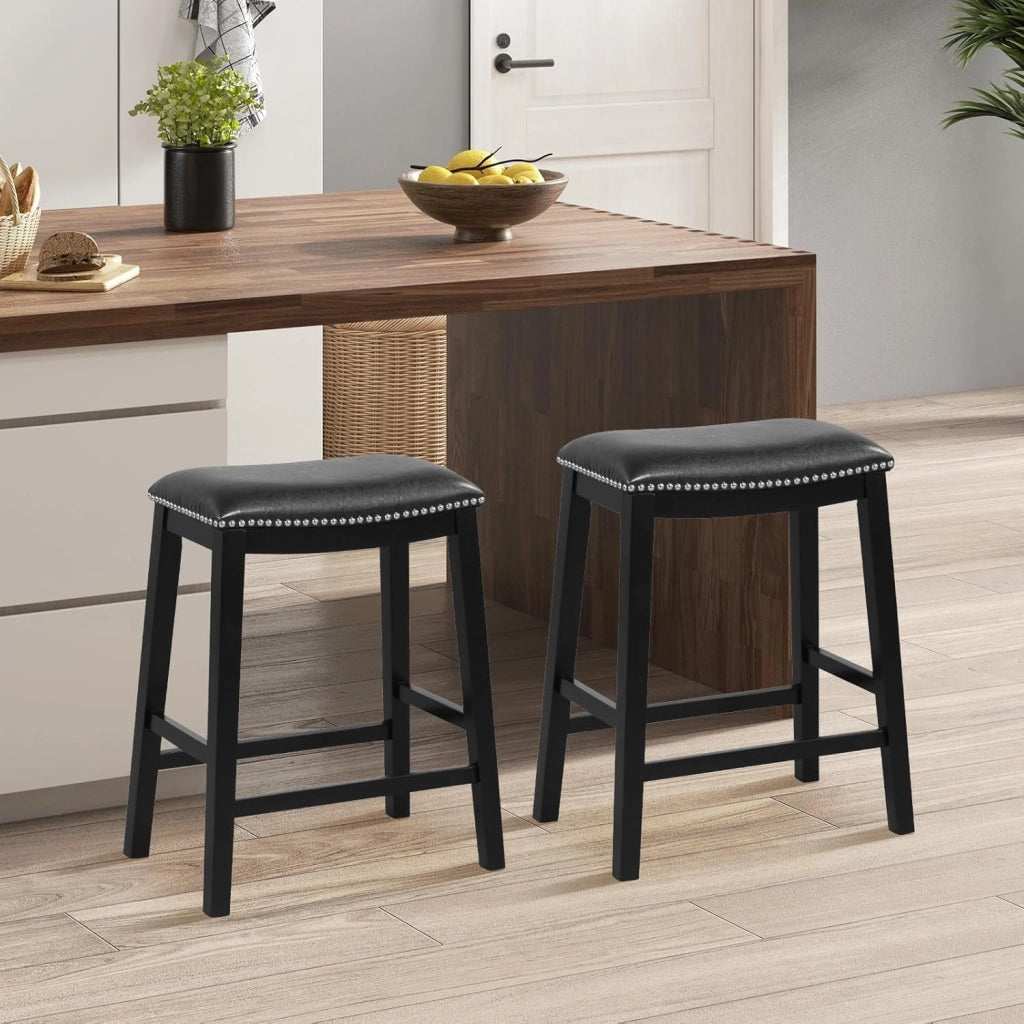 Sgabello da bar 2 pezzi, altezza 66 cm, sgabello da bar in ecopelle PVC con seduta imbottita, telaio in legno, carico massimo 100 kg, sgabello: