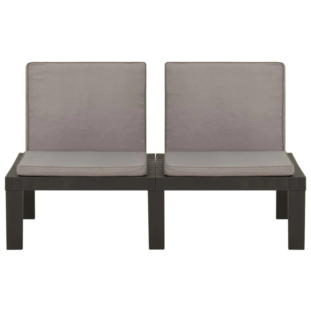 Panca da giardino mobili da esterno per patio set da giardino con cuscini 2 pezzi plastica grigia 02_0011853