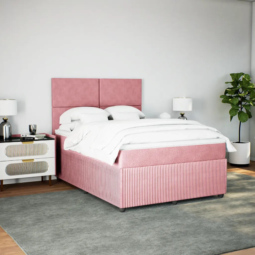Giroletto a Molle con Materasso Rosa 160x200 cm in Velluto