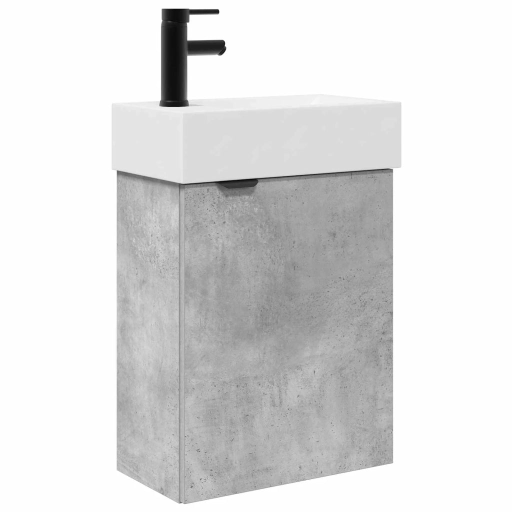 Mobile bagno con rubinetto Grigio Cemento 45,5 x 22,5 x 84 cm 889428
