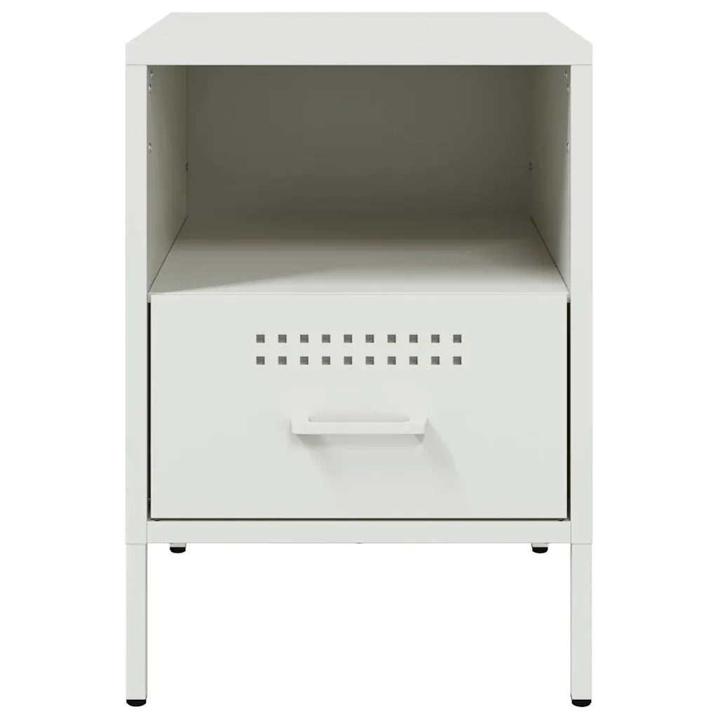 Comodino | Armadio da Notte | Mobiletto da notte Bianco 36x39x50,5 cm in Acciaio