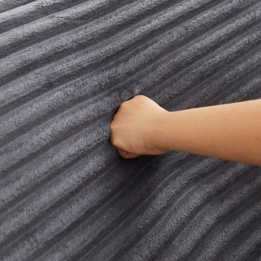 DIVANO Modulare 211 cm Grigio in Corduroy e Schiuma, Convertibile in Letto