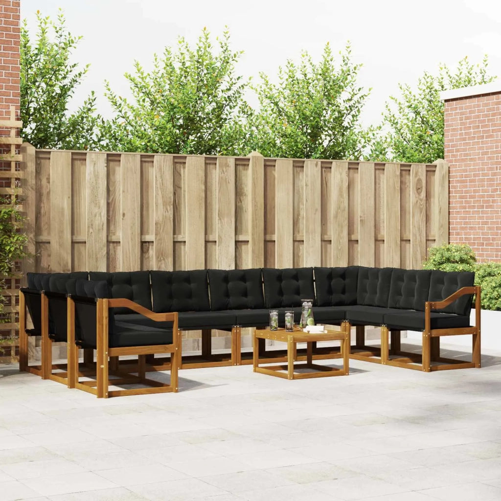 Set di divani da esterno con cuscino 11 pcs Naturale e Nero 3369131