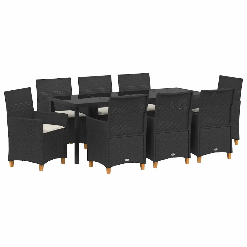 Set da Pranzo per Giardino 9 pcs Nero polyrattan 3381071