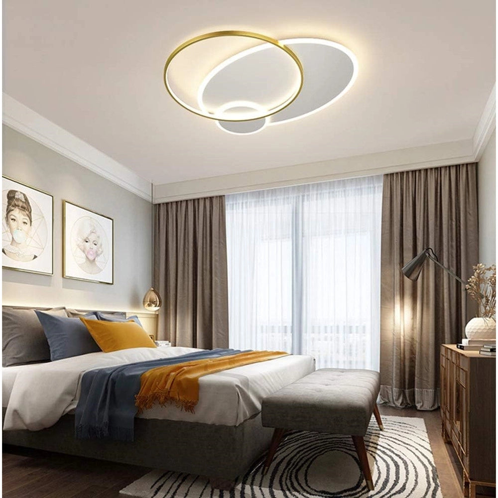 Trade Shop - Plafoniera Led 42w Cerchio Oro Bianco Moderno Soffitto Tonda Luce Naturale 71554 -
