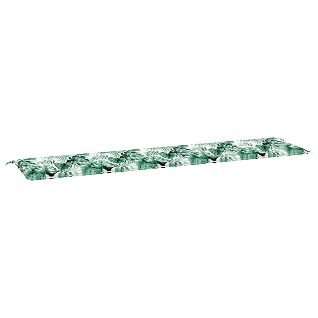 Cuscino da Panchina da Giardino con Motivo a Foglia 200x50x4 cm Tessuto Oxford