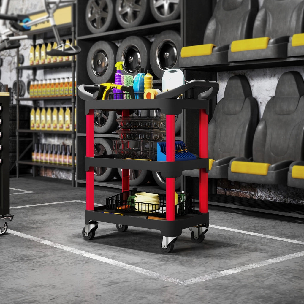 Carrello Portautensili 3 Livelli ¨C zephmum ¨C Nero, Plastica
