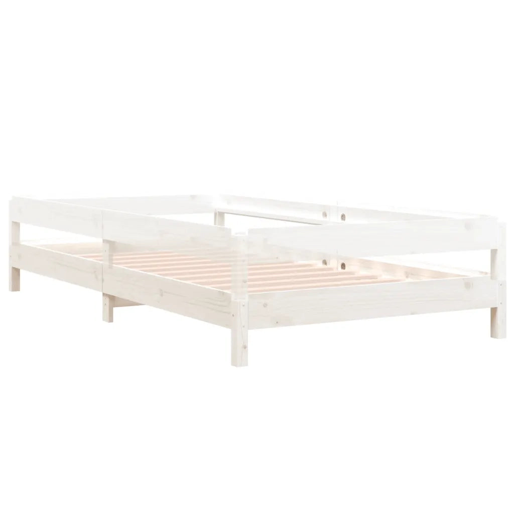 Letto singolo | Letto per adulti | Letto Impilabile Bianco 100x200cm in Legno Massello di Pino