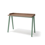 Scrivania Herdasa effetto noce gambe faggio in verde 81x111x50cm