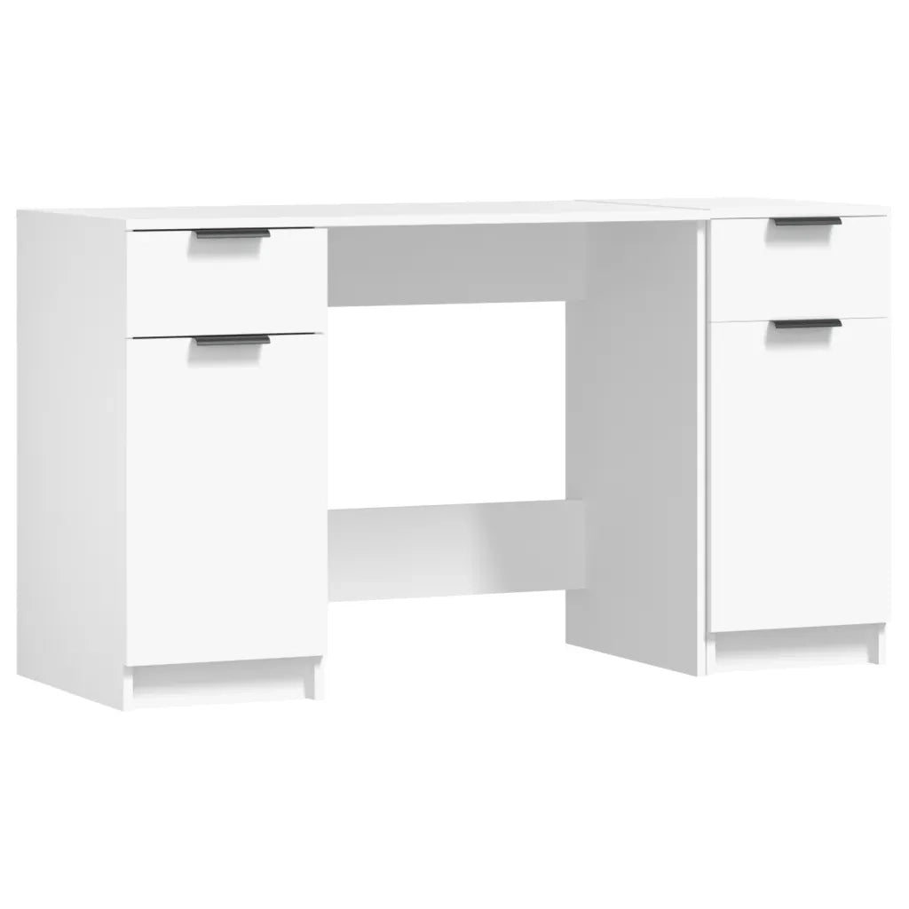 Scrivania con Mobile Laterale-Scrivanie per ufficio e studio Bianco in Legno Multistrato
