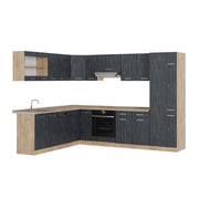 Cucina angolare completa R-Line Calce nera/Rovere dorato 287 x 227 cm PL Rovere Vicco