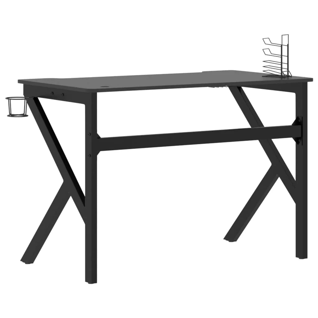 Scrivania tavolo postazione di lavoro mobile per computer studio per computer scrivania da gioco con gambe a K 110 x 60 x 75 cm nero 02_0023769