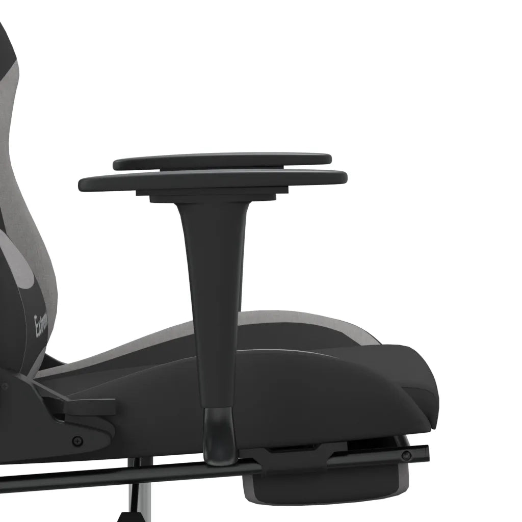 Sedia da Gaming | Sedia da e-sports Massaggio e Poggiapiedi Nero e Grigio Tessuto