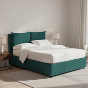 Newton, Letto Piazza e Mezza Sfoderabile Made in Italy, Verde Petrolio