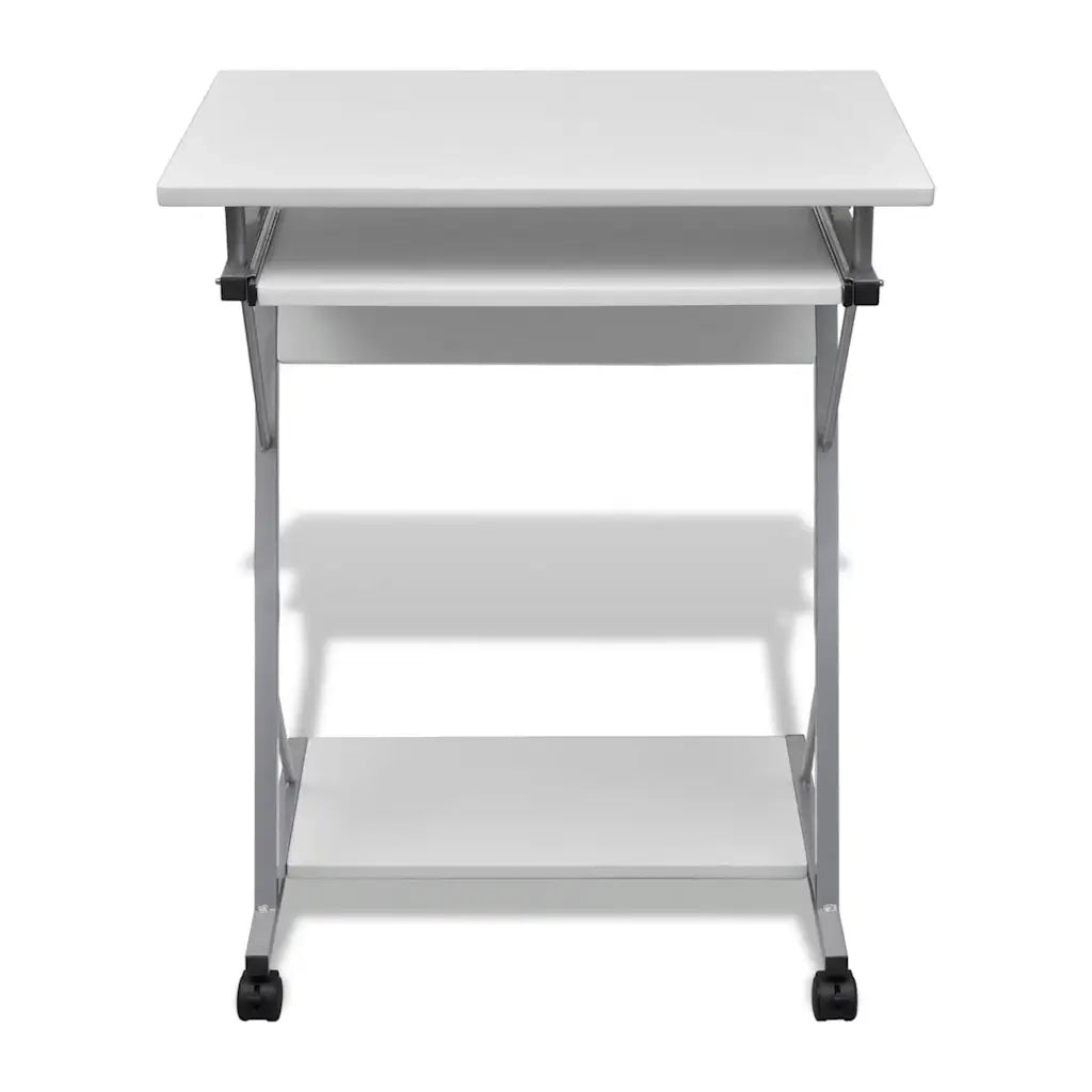 Tavolo Scrivania per Computer con Ripiano Estraibile Bianco 20053