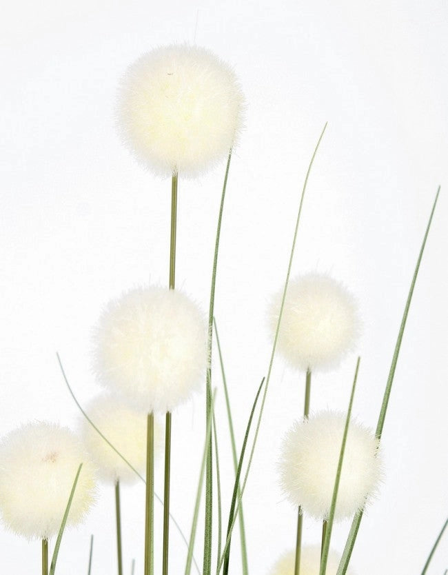 Set 6 Piante Artificiali con Vaso Ø 45x110 cm Eriophorum in Plastica Bianco