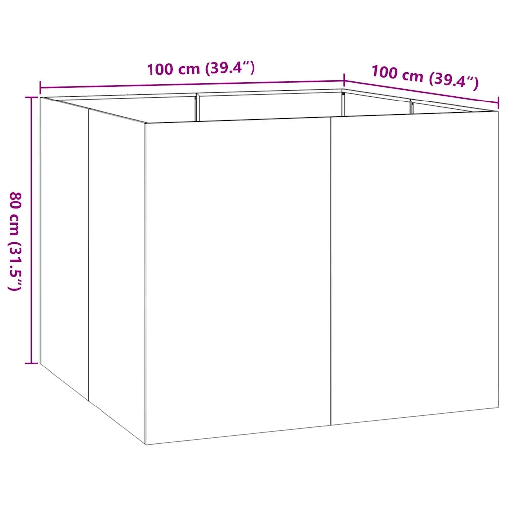 Fioriera Antracite 100x100x80 cm in Acciaio 860824