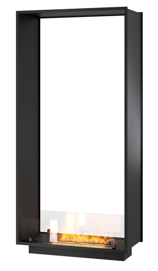 Camino a Bioetanolo da Incasso 83,5x163,5x35 cm Bifacciale 2 Side 1600 Slim Verticale Nero con Vetro