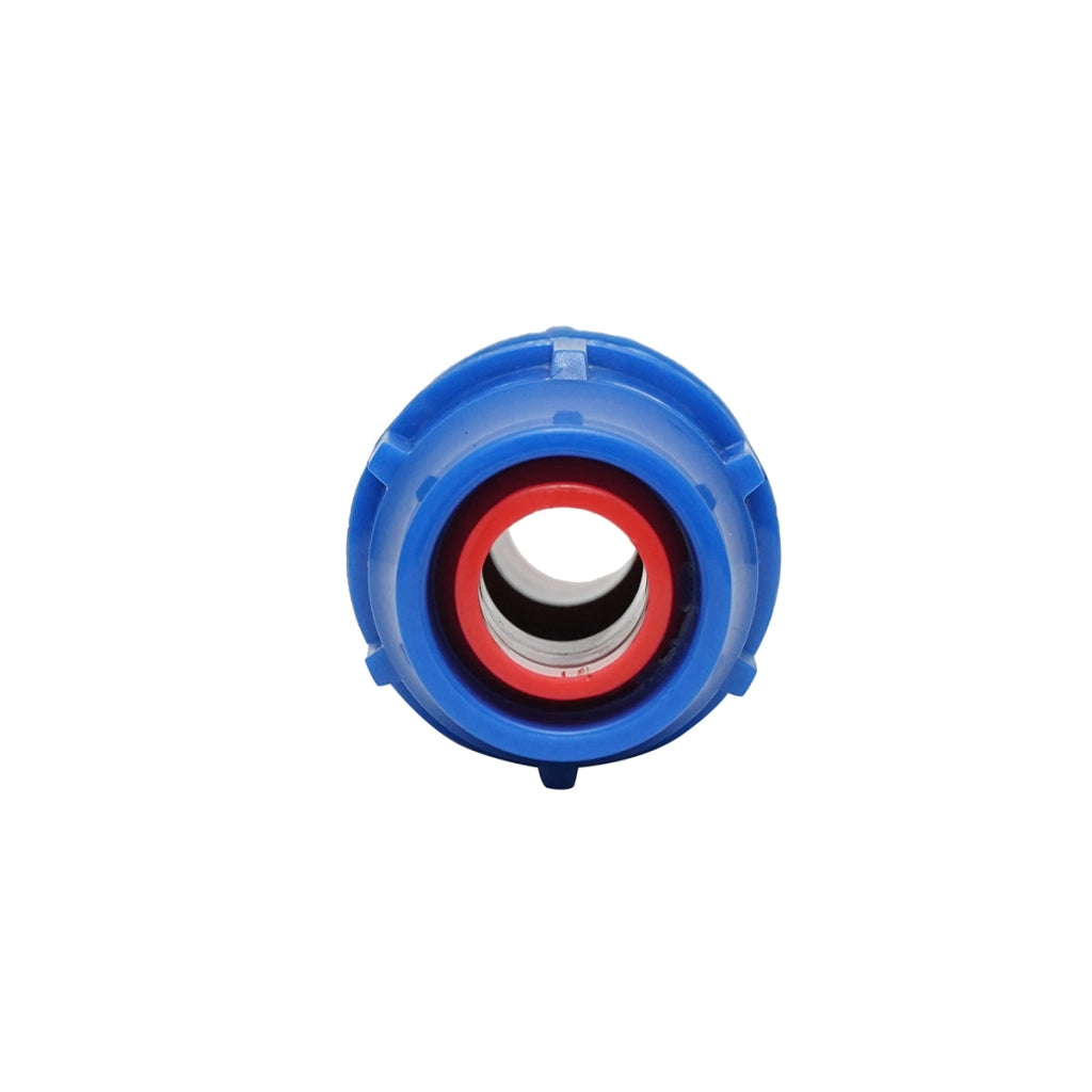 Giunto per collegamento di tubo di gocciolamento uguale D25x25mm per sistemi di irrigazione.