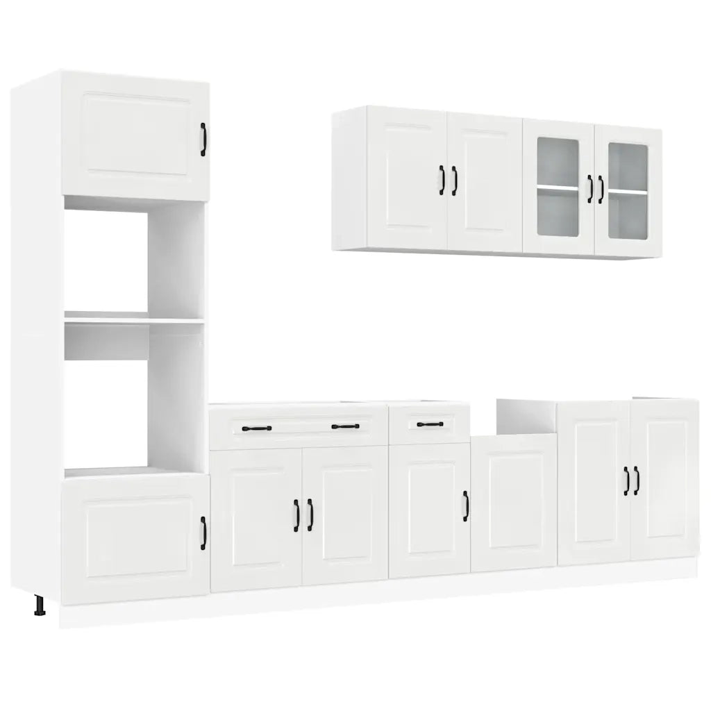 Set Mobili da Cucina 7 pz Kalmar Bianchi Lucido in Truciolato 3314733