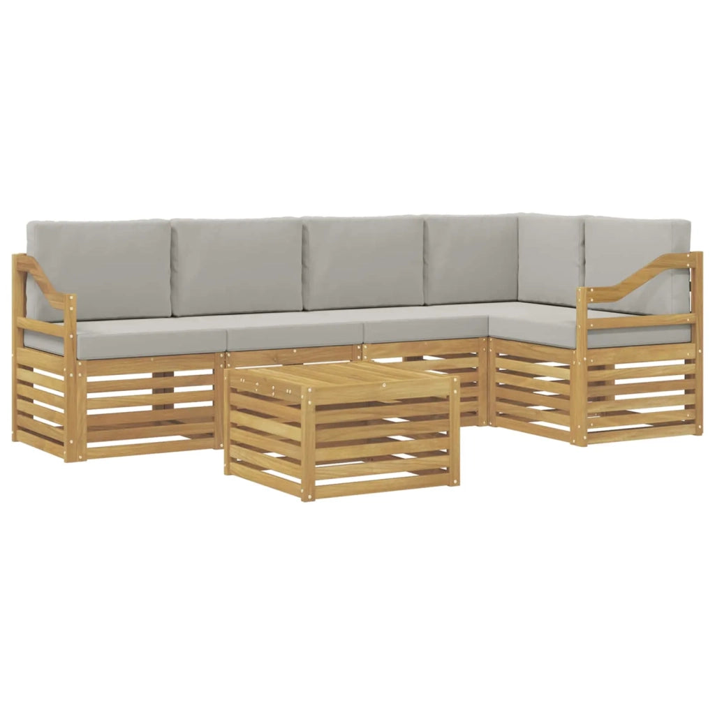 Set di divani da esterno 6 pcs Bianco e Grigio Chiaro