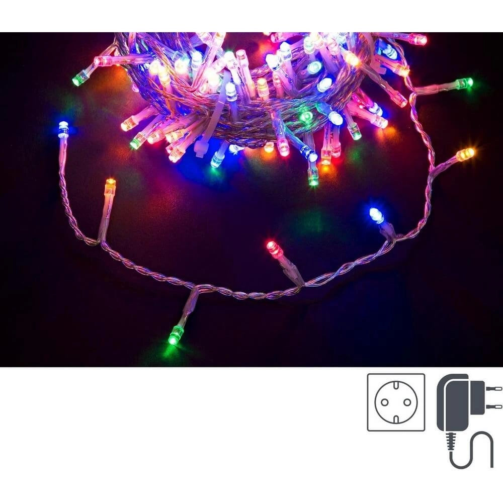 Luci Natale 300 LED Multicolore, Filo Trasparente 5mm, IP44 (12 Pezzi)