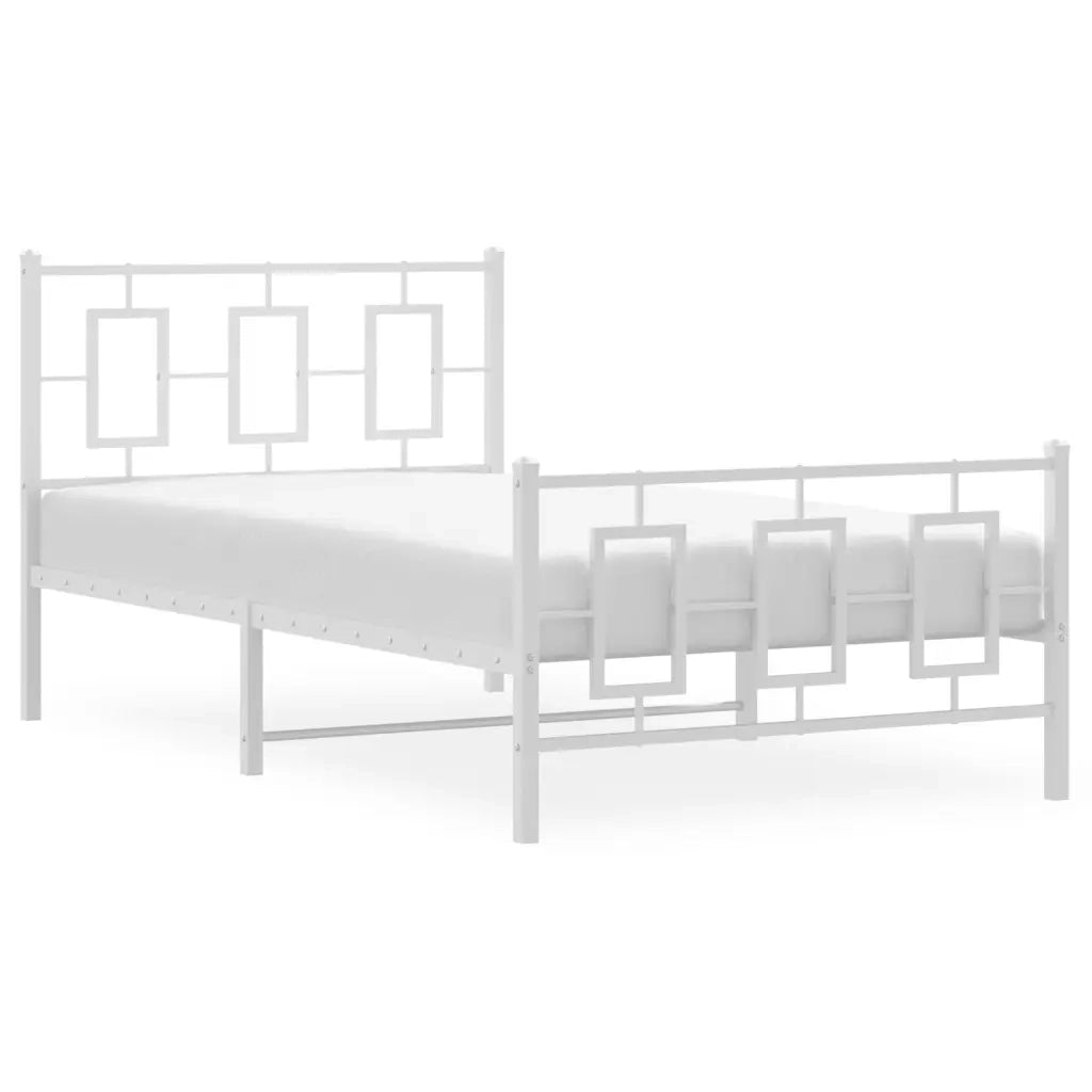 Giroletto con Testiera e Pediera Metallo Bianco 100x200 cm 374303