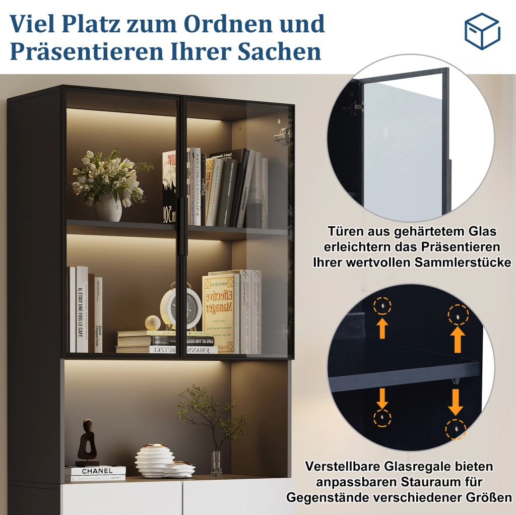 Vetrina moderna con ante in vetro e illuminazione LED