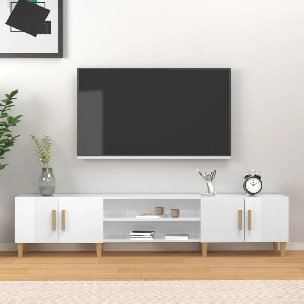 Mobile Porta TV Bianco Lucido 180x31,5x40 cm Legno Multistratocod mxl 103143