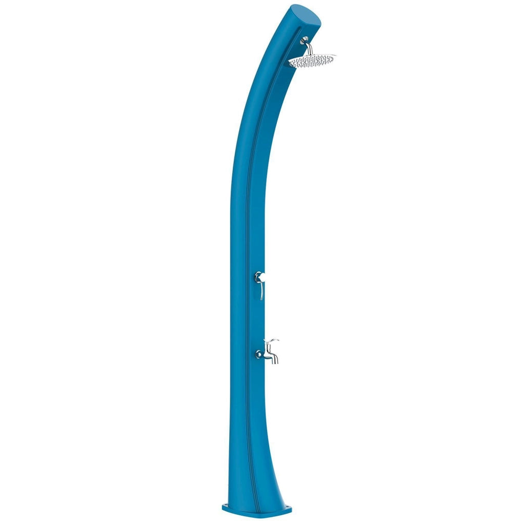 STARMATRIX Doccia Solare Blu RAL5012 in Polietilene HD Altezza 226 cm Serbatoio 40 Litri Soffione Rotondo 1524 cm Ideale per Giardino e Piscina Rio xxl Blue