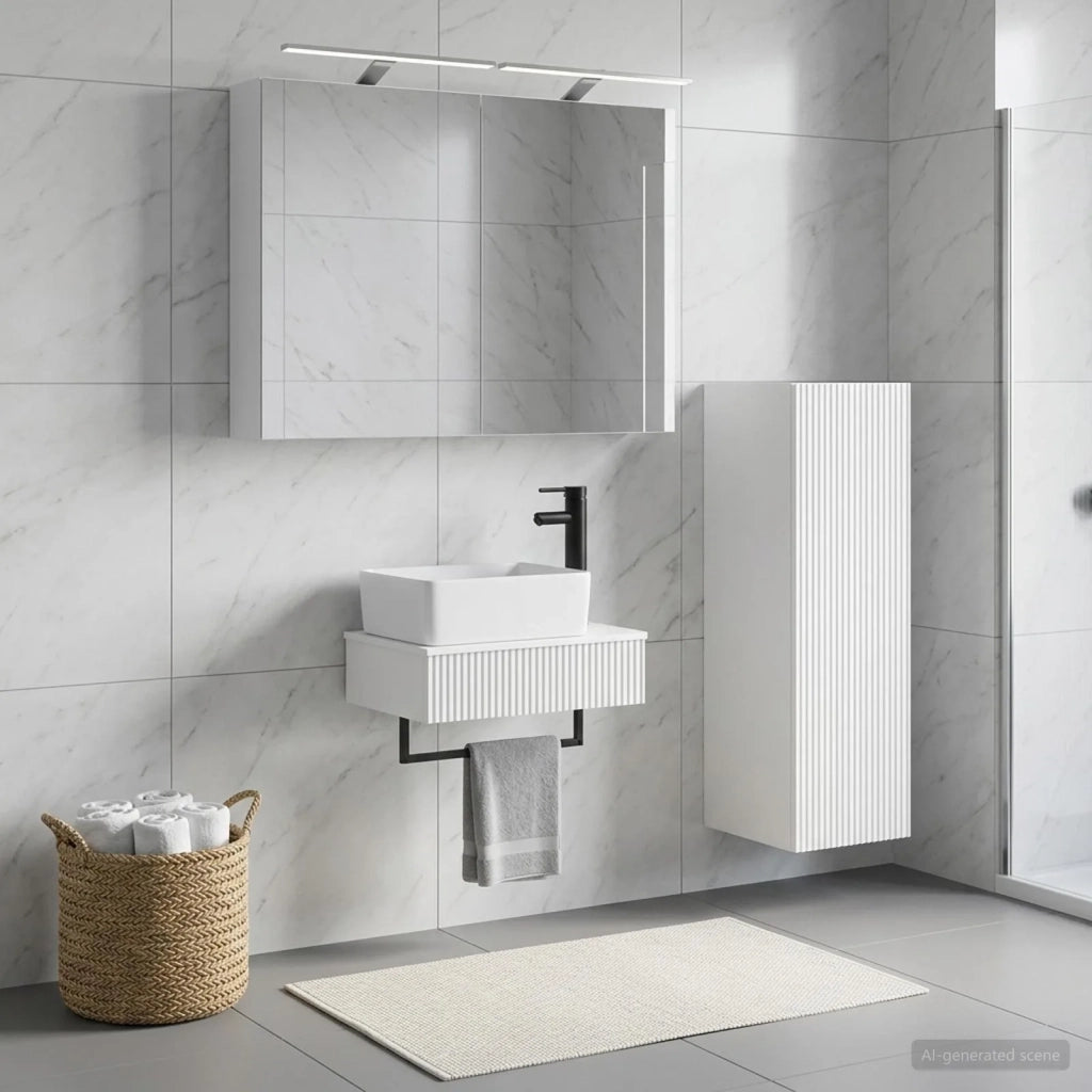 Set di Armadi da Bagno 4 pz Bianco Legno ingegnerizzato 3407383