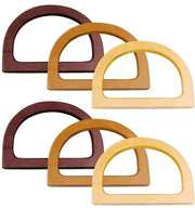 Set di 6 manici a forma D in legno per borse - accessori per borse da DIY - dimensioni 12 x 8 cm