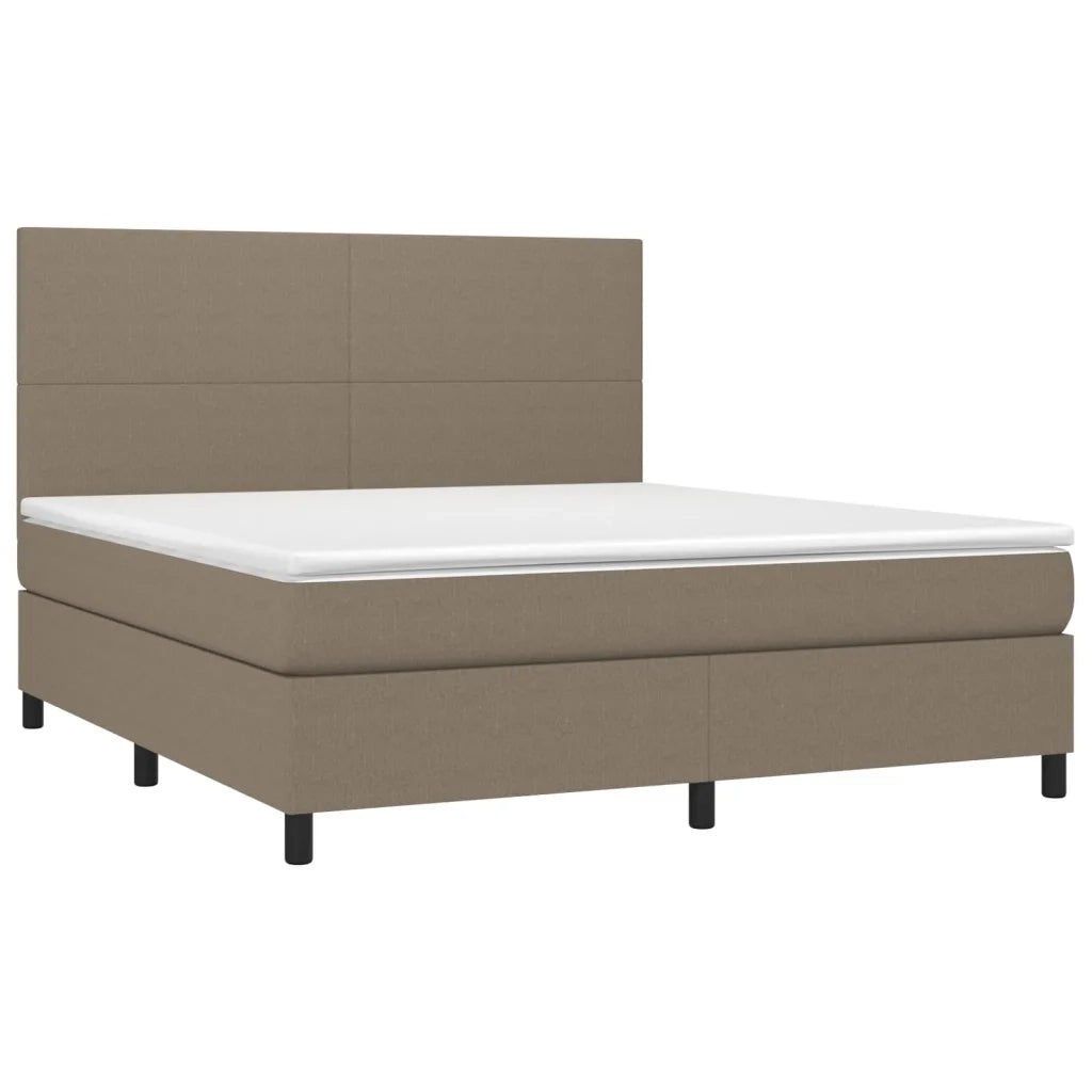 Letto a Molle con Materasso e LED Tortora 160x200 cm in Tessuto 3134729