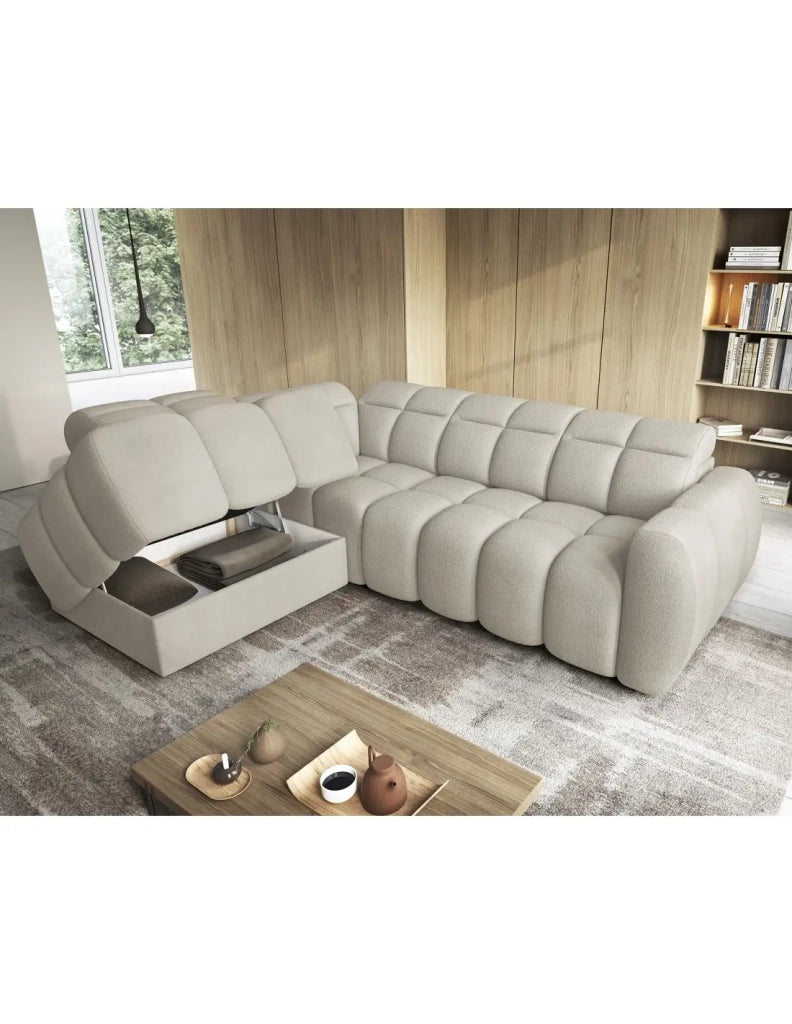 Divano angolare elettrico RONDA 4 posti beige – angolo sinistro