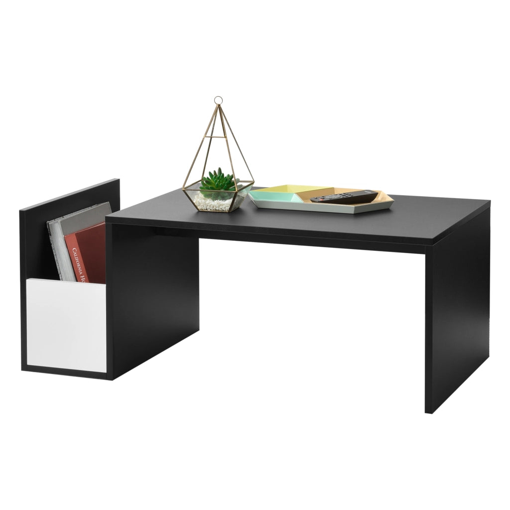 Tavolino da Salotto Bollnäs con Vano Aperto Laterale 90 x 45 x 35 cm - Nero [en.casa]