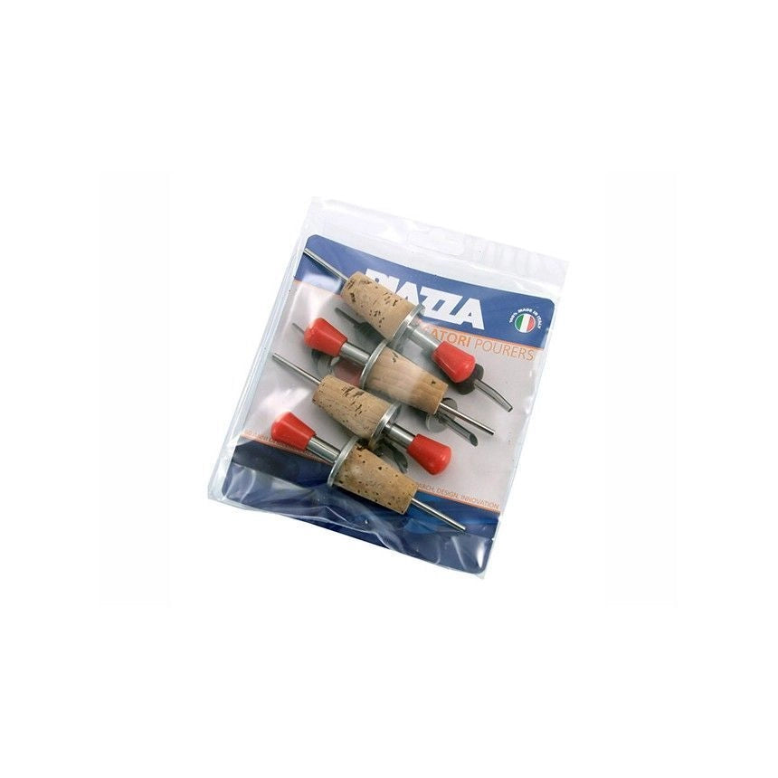 PIAZZA 0500004 Tappi Versatori in Acciaio Inox con Sughero Confezione da 4 Pezzi colore Nero