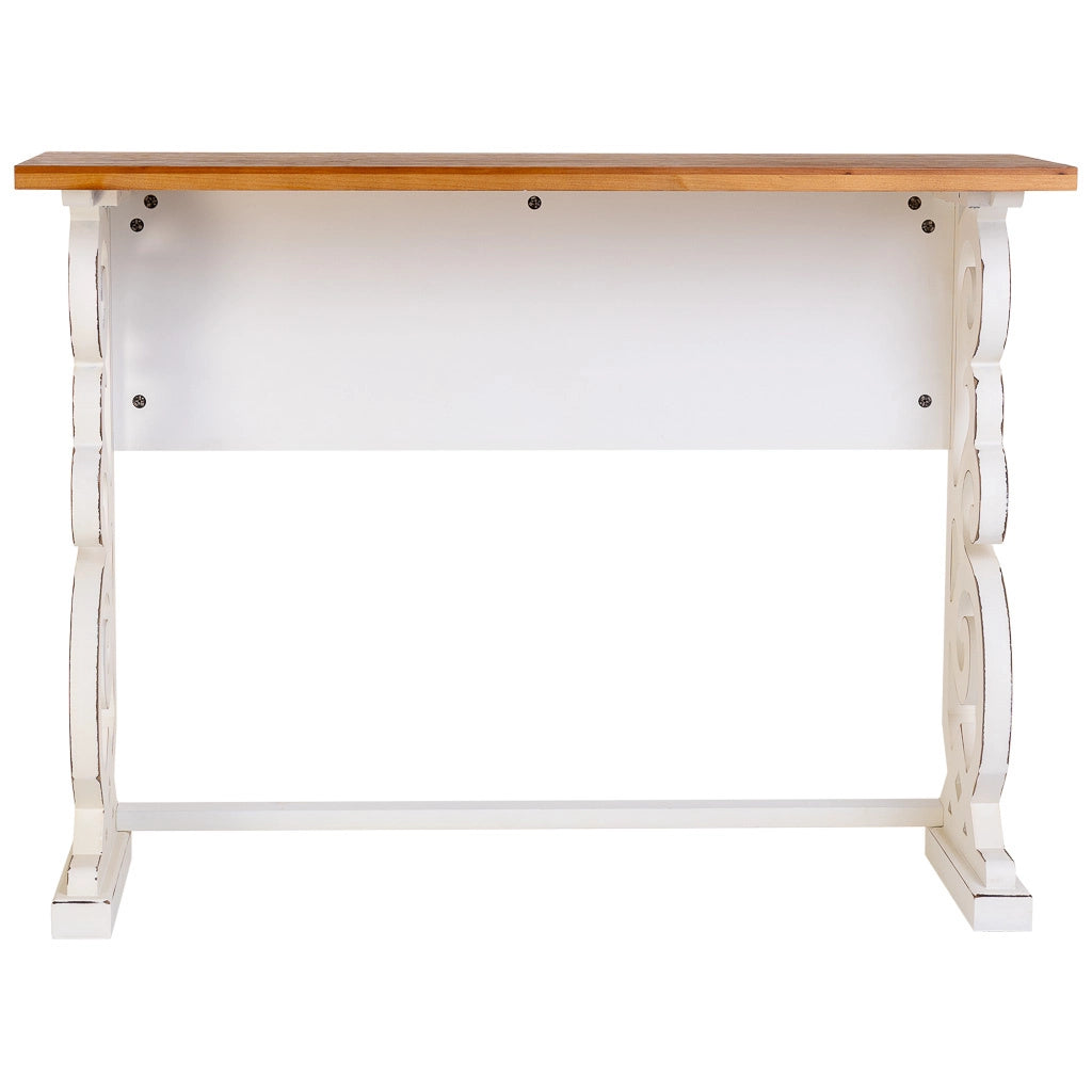 Console in legno laccato bianco invecchiato 106x36x79h cm