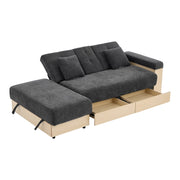 Divano letto con contenitore e schienale regolabile; chenille grigio 217 × 110 × 90 cm