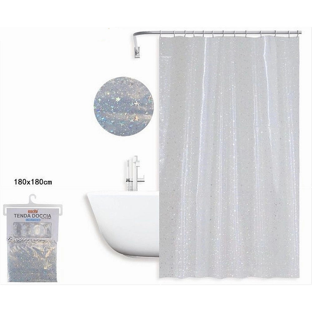 Trade Shop - Tenda Doccia Vasca Da Bagno Effetto Cielo Stellato Con 12 Ganci 180x180 Cm 87185 -