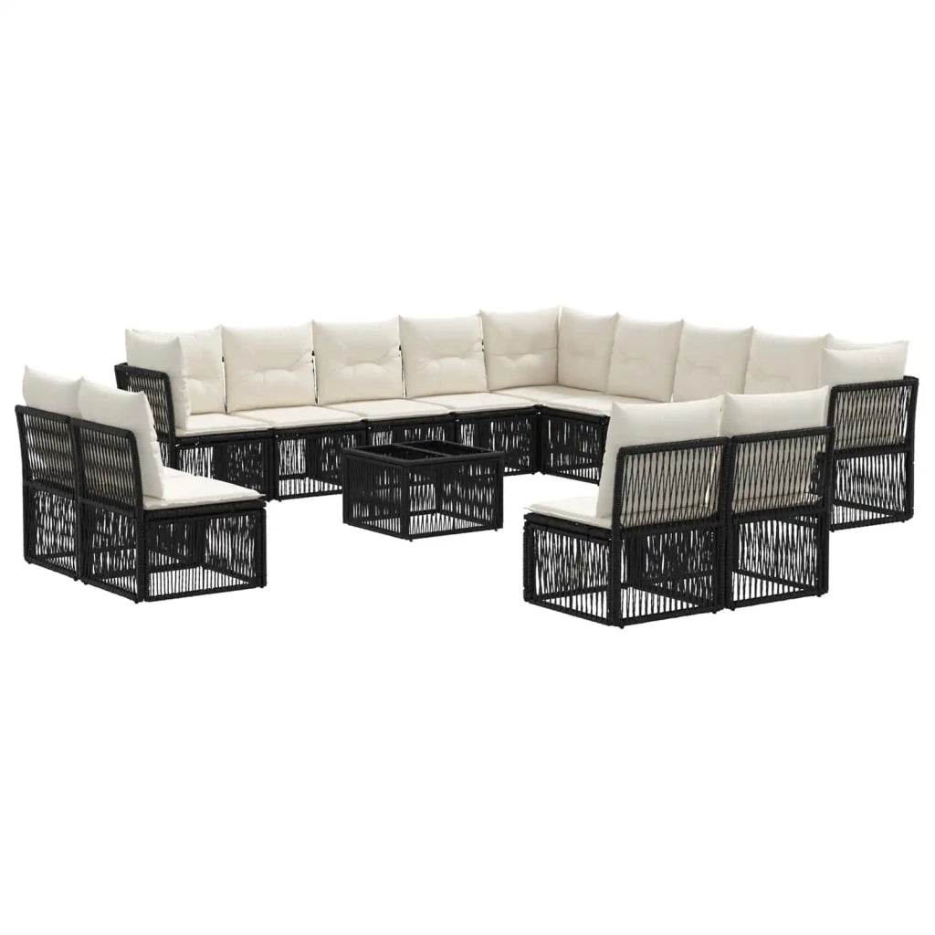 Set Divano da Giardino 14 pcs Nero polyrattan 3434419