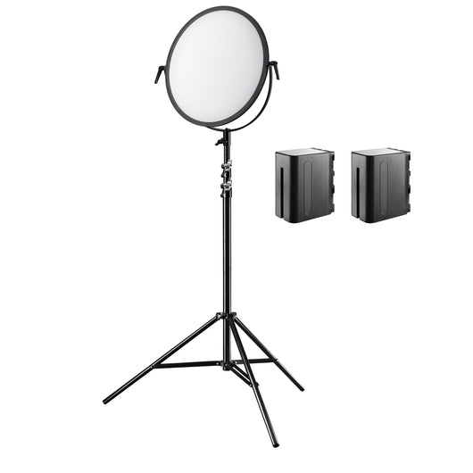 Luce LED 700 morbida bicolore 60 W, forma rotonda, potente illuminazione foto e video, con staffa a U, batteria ricaricabile e cavalletto fotografico