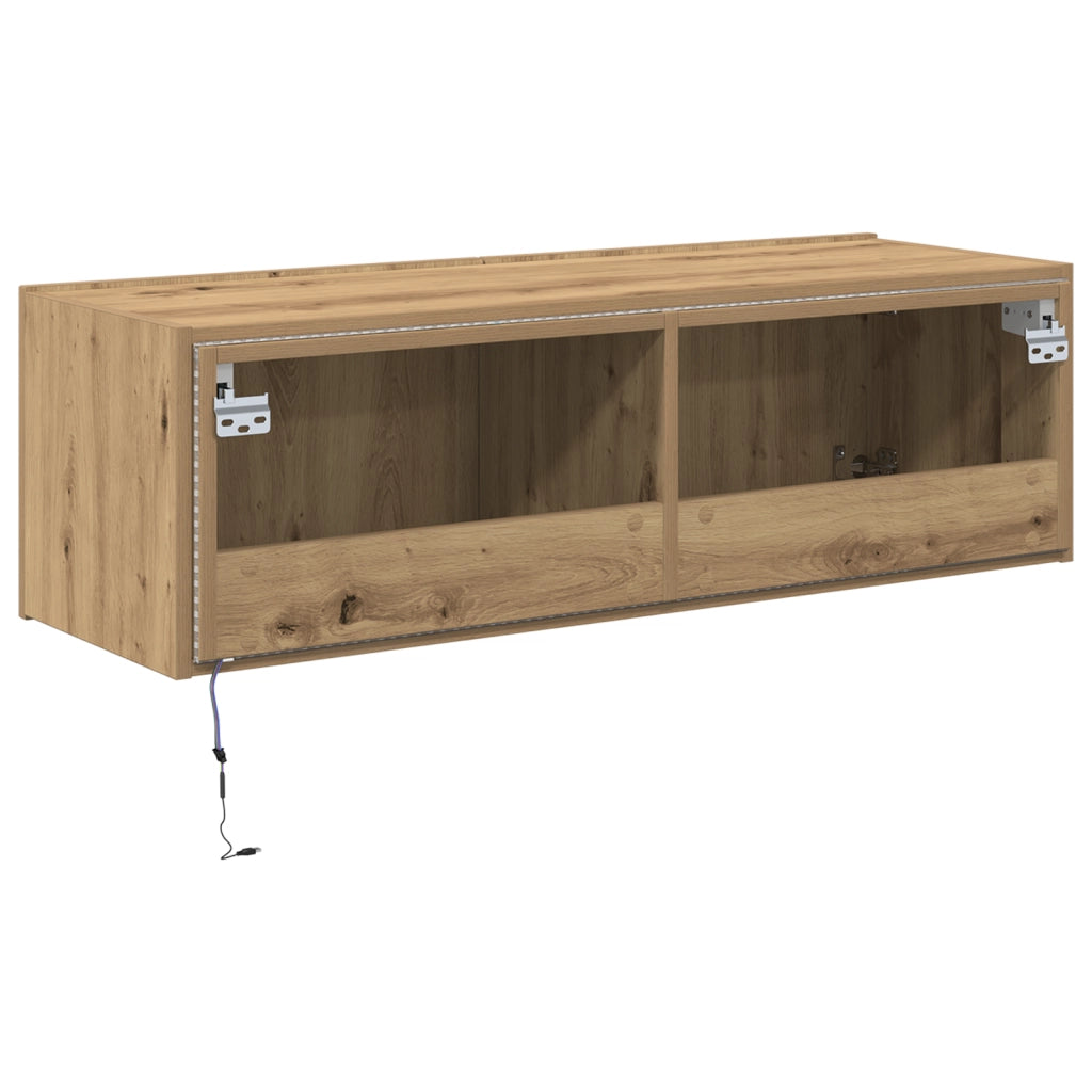 Mobile TV con luci LED Rovere Artigianale 100x35x31 cm
